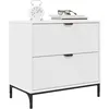 Image de vidaXL Table de Chevet Blanc 63,5 x 36 x 61 cm Bois d'ingénierie, Rangement spacieux, Table de Nuit compacte, Style Moderne, Surface décorative pour Une Chambre Minimaliste