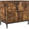 Image de vidaXL Table de Chevet Chêne fumé 63,5 x 36 x 61 cm Bois d'ingénierie, Rangement spacieux, Table de Nuit compacte, Style Moderne, Surface décorative pour Une Chambre Minimaliste