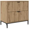 Image de vidaXL Table de Chevet avec tiroir chêne Artisanal 63,5 x 36 x 61 cm, Rangement spacieux, Table de Nuit compacte, Style Moderne, Surface décorative pour Une Chambre Minimaliste