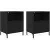 Image de vidaXL Cabinet de Chevet 2 pcs Noir 49 x 36 x 61 cm Bois d'ingénierie, Table de Nuit Rustique, Pratique et Gain de Place, Meuble d'intérieur pour Le Rangement