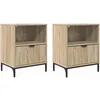 Image de vidaXL Cabinet de Chevet 2 pcs Chêne Sonoma 49 x 36 x 61 cm, Table de Nuit Rustique, Pratique et Gain de Place, Meuble d'intérieur pour Le Rangement
