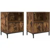 Image de vidaXL Cabinet de Chevet avec tiroir 2 pcs Chêne fumé 49 x 36 x 61 cm, Table de Nuit Rustique, Pratique et Gain de Place, Meuble d'intérieur pour Le Rangement