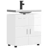 Image de vidaXL Ensemble d'armoire de salle de bain TULUM Blanc brillant, Armoire de Salle de Bain Rectangulaire Moderne, Solution Durable, Rangement Spacieux et Pratique
