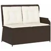 Image de vidaXL Banc de Jardin avec Coussin Noir et Blanc crème polyrotin,