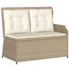 Image de vidaXL Banc de Jardin avec Coussin Noir et Blanc crème polyrotin,