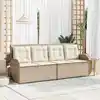 Image de vidaXL Banc de jardin avec coussin Noir et blanc crème polyrotin