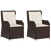 Image de vidaXL Banc de Jardin 2 pcs Marron polyrotin, Transat réglable et Solide pour Jardin, Un mobilier stylé pour terrasse, Banc inclinable résistant aux intempéries