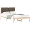 Image de vidaXL Cadre de lit avec tête de lit rembourrée Taupe 120 x 200 cm, Cadre de lit rectangulaire Moderne, tête de lit rembourrée, mobilier Minimaliste, Ensemble en Bois élégant