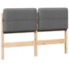 Image de vidaXL Tête de lit capitonnée Marron et Gris Clair 150 cm Pin Massif, Tête de lit rectangulaire élégante, Accessoire Moderne pour Une Chambre Tendance, Partie de lit Durable