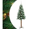 Image de vidaXL Sapin de Noël Mince Vert 150 cm PVC et Bois de pin Massif, Arbre de Noël en PVC, cône Compact, LED décor, Ornement de Jardin intérieur-extérieur pour Les fêtes