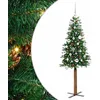 Image de vidaXL Sapin de Noël Mince Vert 150 cm PVC et Bois de pin Massif, Arbre de Noël en PVC, cône Compact, LED décor, Ornement de Jardin intérieur-extérieur pour Les fêtes
