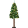 Image de vidaXL Sapin de Noël Mince Vert 210 cm PVC et Bois de pin Massif, Arbre de Noël en PVC, cône Compact, LED décor, Ornement de Jardin intérieur-extérieur pour Les fêtes