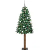 Image de vidaXL Sapin de Noël Mince Vert 210 cm PVC et Bois de pin Massif, Arbre de Noël en PVC, cône Compact, LED décor, Ornement de Jardin intérieur-extérieur pour Les fêtes