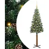 Image de vidaXL Sapin de Noël Mince Vert 150 cm PVC et Bois de pin Massif, Décoration Salon, Sapin de Noël Étroite en PVC, Lumières LED, Ornement Compact pour Intérieur