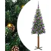 Image de vidaXL Sapin de Noël Mince Vert 150 cm PVC et Bois de pin Massif, Arbre de Noël en PVC, cône Compact, LED décor, Ornement de Jardin intérieur-extérieur pour Les fêtes