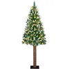 Image de vidaXL Sapin de Noël Mince Vert 180 cm PVC et Bois de pin Massif, Décoration Salon, Sapin de Noël Étroite en PVC, Lumières LED, Ornement Compact pour Intérieur
