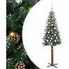 Image de vidaXL Sapin de Noël Mince Vert 180 cm PVC et Bois de pin Massif, Décoration Salon, Sapin de Noël Étroite en PVC, Lumières LED, Ornement Compact pour Intérieur