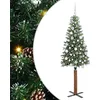 Image de vidaXL Sapin de Noël Mince Vert 180 cm PVC et Bois de pin Massif, Arbre de Noël en PVC, cône Compact, LED décor, Ornement de Jardin intérieur-extérieur pour Les fêtes