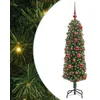 Image de vidaXL Sapin de Noël Artificiel Vert 120 cm PVC et Acier et Plastique, Sapins de Noël artificiels, Design Conique Moderne, déco extérieure Durable, éclairage LED Festif pour célébrations