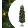 Image de vidaXL Sapin de Noël Artificiel Vert 120 cm PVC et Acier et Plastique, Déco de Salon, Arbre de Noël Artificiel Moderne en Cône, Éclairé par LED, Économiseur d'Espace