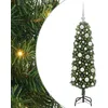 Image de vidaXL Sapin de Noël Artificiel Vert 120 cm PVC et Acier et Plastique, Déco de Salon, Arbre de Noël Artificiel Moderne en Cône, Éclairé par LED, Économiseur d'Espace