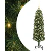 Image de vidaXL Sapin de Noël Artificiel Vert 120 cm PVC et Acier et Plastique, Déco de Salon, Arbre de Noël Artificiel Moderne en Cône, Éclairé par LED, Économiseur d'Espace