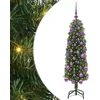 Image de vidaXL Sapin de Noël Artificiel Vert 120 cm PVC et Acier et Plastique, Déco de Salon, Arbre de Noël Artificiel Moderne en Cône, Éclairé par LED, Économiseur d'Espace