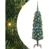Image de vidaXL Sapin de Noël Artificiel Vert 120 cm PVC et Acier et Plastique, Sapins de Noël artificiels, Design Conique Moderne, déco extérieure Durable, éclairage LED Festif pour célébrations