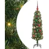 Image de vidaXL Sapin de Noël Artificiel Vert 120 cm PVC et Acier et Plastique, Sapins de Noël artificiels, Design Conique Moderne, déco extérieure Durable, éclairage LED Festif pour célébrations