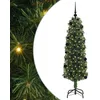 Image de vidaXL Sapin de Noël Artificiel Vert 150 cm PVC et Acier et Plastique, Déco de Salon, Arbre de Noël Artificiel Moderne en Cône, Éclairé par LED, Économiseur d'Espace