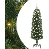 Image de vidaXL Sapin de Noël Artificiel Vert 150 cm PVC et Acier et Plastique, Déco de Salon, Arbre de Noël Artificiel Moderne en Cône, Éclairé par LED, Économiseur d'Espace