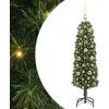 Image de vidaXL Sapin de Noël Artificiel Vert 150 cm PVC et Acier et Plastique, Déco de Salon, Arbre de Noël Artificiel Moderne en Cône, Éclairé par LED, Économiseur d'Espace