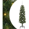 Image de vidaXL Sapin de Noël Artificiel Vert 150 cm PVC et Acier et Plastique, Arbre de Noël Moderne en cône, déco LED résistante, Festive pour Votre Maison, Jardin et terrasse