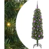 Image de vidaXL Sapin de Noël Artificiel Vert 150 cm PVC et Acier et Plastique, Déco de Salon, Arbre de Noël Artificiel Moderne en Cône, Éclairé par LED, Économiseur d'Espace