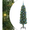 Image de vidaXL Sapin de Noël Artificiel Vert 150 cm PVC et Acier et Plastique, Déco de Salon, Arbre de Noël Artificiel Moderne en Cône, Éclairé par LED, Économiseur d'Espace