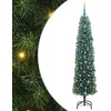 Image de vidaXL Sapin de Noël Artificiel Vert 180 cm PVC et Acier et Plastique, Déco de Salon, Arbre de Noël Artificiel Moderne en Cône, Éclairé par LED, Économiseur d'Espace