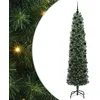 Image de vidaXL Sapin de Noël Artificiel Vert 240 cm PVC et Acier et Plastique, Déco de Salon, Arbre de Noël Artificiel Moderne en Cône, Éclairé par LED, Économiseur d'Espace