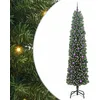 Image de vidaXL Sapin de Noël Artificiel Vert 240 cm PVC et Acier et Plastique, Déco de Salon, Arbre de Noël Artificiel Moderne en Cône, Éclairé par LED, Économiseur d'Espace