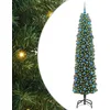 Image de vidaXL Sapin de Noël Artificiel Vert 240 cm PVC et Acier et Plastique, Déco de Salon, Arbre de Noël Artificiel Moderne en Cône, Éclairé par LED, Économiseur d'Espace