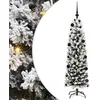 Image de vidaXL Sapin de Noël Artificiel Vert 150 cm PVC et Acier et Plastique, Déco de Salon, Arbre de Noël Artificiel Moderne en Cône, Éclairé par LED, Économiseur d'Espace