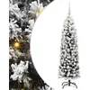 Image de vidaXL Sapin de Noël Artificiel Vert 150 cm PVC et Acier et Plastique, Déco de Salon, Arbre de Noël Artificiel Moderne en Cône, Éclairé par LED, Économiseur d'Espace