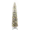 Image de vidaXL Sapin de Noël Artificiel Vert 210 cm PVC et Acier et Plastique, Déco de Salon, Arbre de Noël Artificiel Moderne en Cône, Éclairé par LED, Économiseur d'Espace