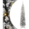 Image de vidaXL Sapin de Noël Artificiel Vert 210 cm PVC et Acier et Plastique, Déco de Salon, Arbre de Noël Artificiel Moderne en Cône, Éclairé par LED, Économiseur d'Espace