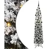 Image de vidaXL Sapin de Noël Artificiel Vert 240 cm PVC et Acier et Plastique, Déco de Salon, Arbre de Noël Artificiel Moderne en Cône, Éclairé par LED, Économiseur d'Espace