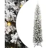 Image de vidaXL Sapin de Noël Artificiel Vert 240 cm PVC et Acier et Plastique, Déco de Salon, Arbre de Noël Artificiel Moderne en Cône, Éclairé par LED, Économiseur d'Espace