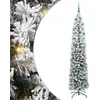 Image de vidaXL Sapin de Noël Artificiel Vert 240 cm PVC et Acier et Plastique, Déco de Salon, Arbre de Noël Artificiel Moderne en Cône, Éclairé par LED, Économiseur d'Espace