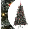 Image de vidaXL Sapin de Noël Artificiel Vert 150 cm PVC, Plastique et Acier, Arbre de Noël Moderne, en cône, lumières LED, déco écolo, Affichage saisonnier, intérieur-extérieur, PVC