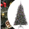 Image de vidaXL Sapin de Noël Artificiel Vert 150 cm PVC, Plastique et Acier, Arbre de Noël Moderne, en cône, lumières LED, déco écolo, Affichage saisonnier, intérieur-extérieur, PVC