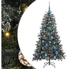 Image de vidaXL Sapin de Noël Artificiel Vert 150 cm PVC, Plastique et Acier, Arbre de Noël Moderne, en cône, lumières LED, déco écolo, Affichage saisonnier, intérieur-extérieur, PVC