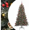 Image de vidaXL Sapin de Noël Artificiel Vert 180 cm PVC, Plastique et Acier, Arbre de Noël Moderne, en cône, lumières LED, déco écolo, Affichage saisonnier, intérieur-extérieur, PVC